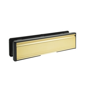 10" x 2.75" Door Letterplate Black ABS Frame Aluminium Flap - Gold