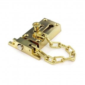 3" 80mm Security Locking Chain and Door Bolt - Brass