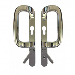 90mm PZ Inline Locking Sliding Patio Door Handle Set - Chrome