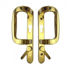90mm PZ Inline Locking Sliding Patio Door Handle Set - Gold