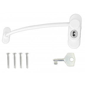 PVC-u Cable Window Restrictor Locking Security - White