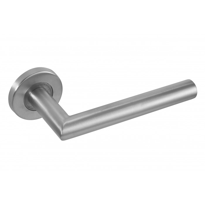 19mm Mitred Lever On Rose Set - Satin Stainless Steel