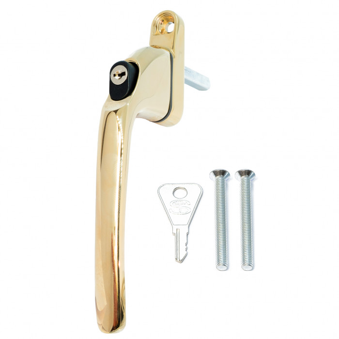 Schlosser Technik Inline Key Locking 40mm Espag Window Handle - Gold
