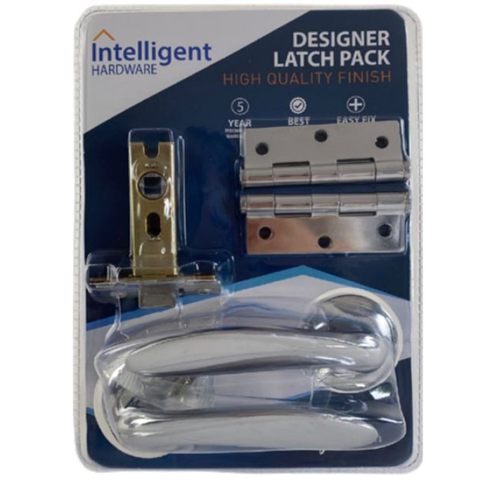 Intelligent Hardware Retail Apollo Latchpack with Hinge and Latch in Polished Chrome/Satin Chrome - Blister Pack