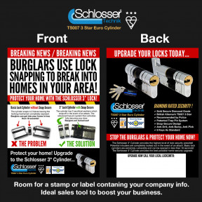 Schlosser 3 Star High Security Cylinder Lock Snapping Promotional Leaflet x 100