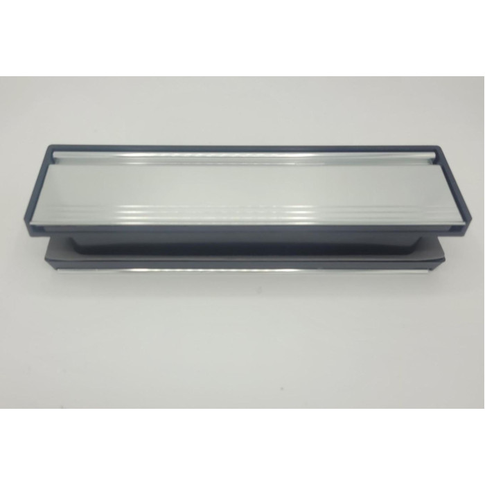 12" x 3" Door Letterplate Silver Finish Metal Flap With Black Plastic surround - Silver + Black