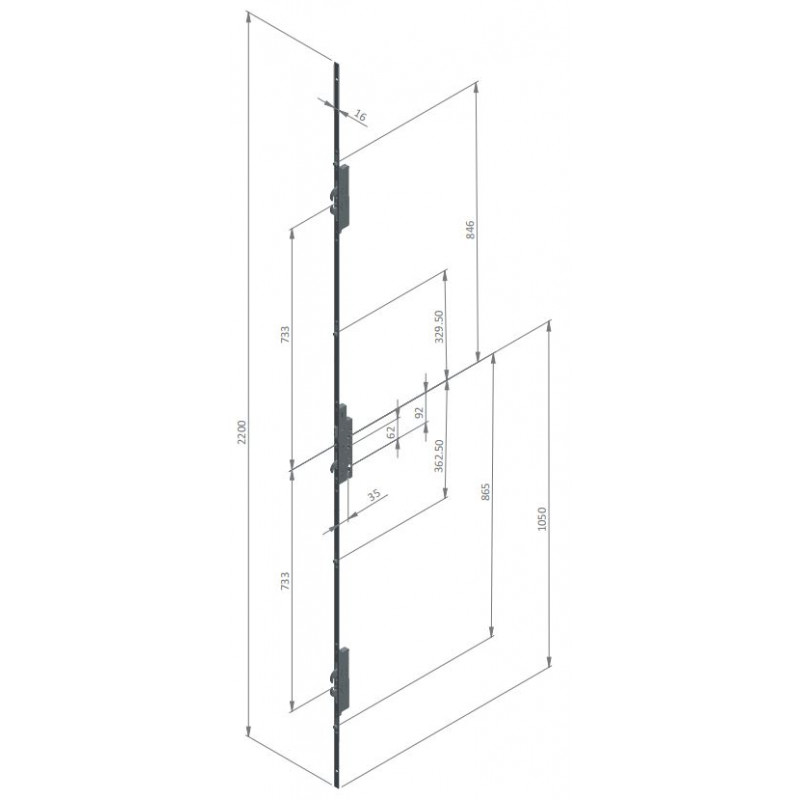 Ingenious Duplex 4 Roller/5 Hook Multi-Point Door Lock - Dual Spindle