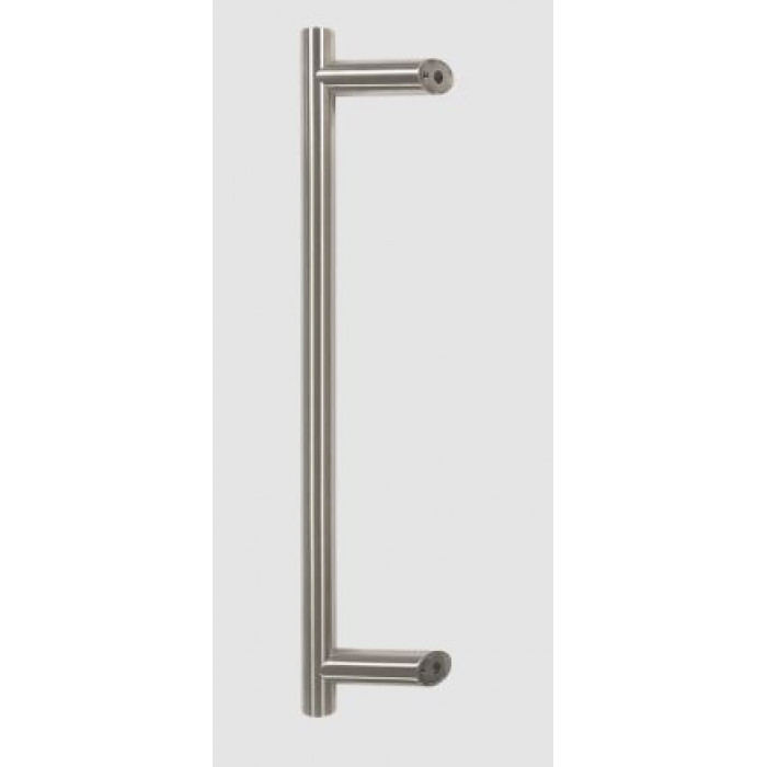 Pull Handle - 600mm Offset  400mm centres including 2 fixings with bolts - Satin Stainless Steel 316 Classic Range