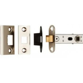 76MM CE Bolt Through TUBULAR MORTICE LATCH SQUARE ROSE Nickel Plated