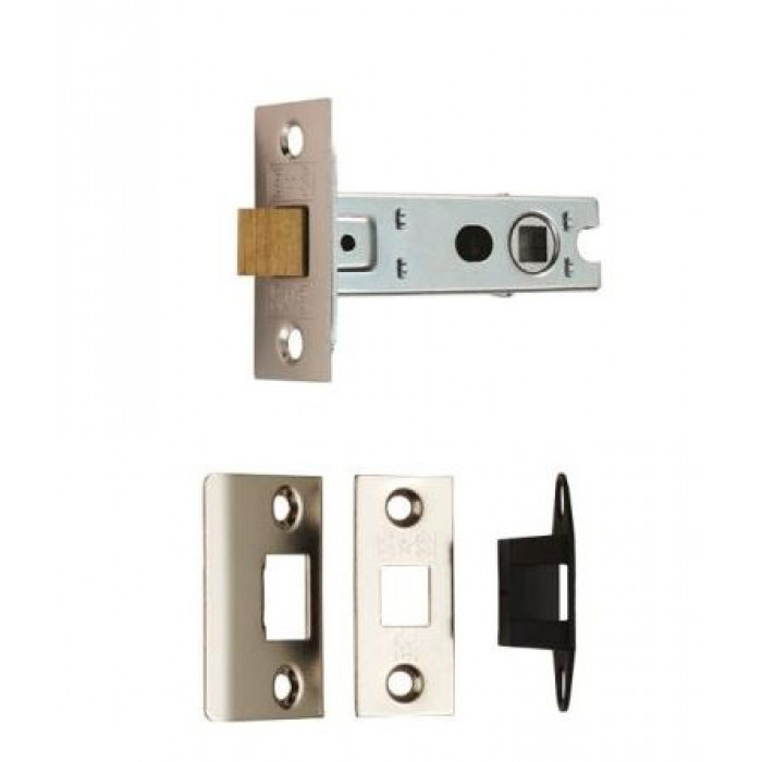 2.5" CE Bolt Through TUBULAR MORTICE LATCH SQUARE ROSE Nickel Plated