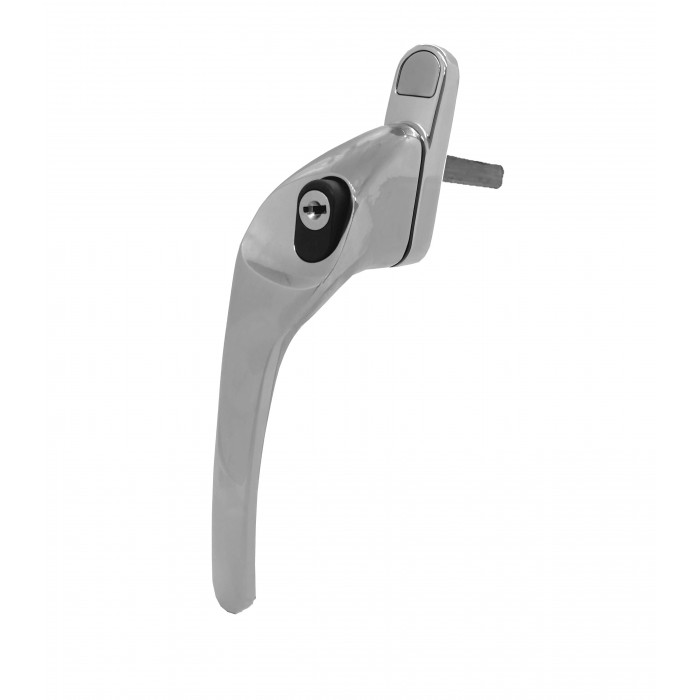 Schlosser Technik Left Hand Cranked Offset Espag Key Locking Window Handle - Satin Chrome