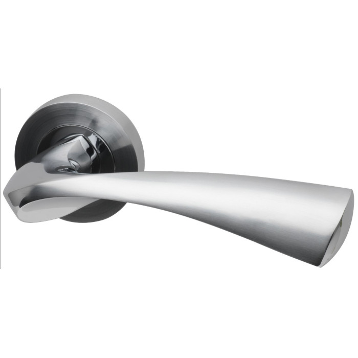 Intelligent Hardware Retail Truro Dual Lever on Rose in Polished Chrome / Satin Chrome - Blister Pack