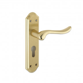 Lincoln Lever on Euro Backplate Internal Door Handle Set - Polished Brass