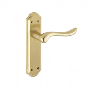 Lincoln Lever on Latch Backplate Internal Door Handle Set - Polished Brass