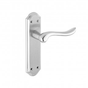 Lincoln Lever on Latch Backplate Internal Door Handle Set - Polished Satin Chrome