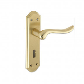 Lincoln Lever on Lock Backplate Internal Door Handle Set - Polished Brass