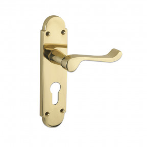 Oxford Lever on Euro Backplate Internal Door Handle Set - Polished Brass