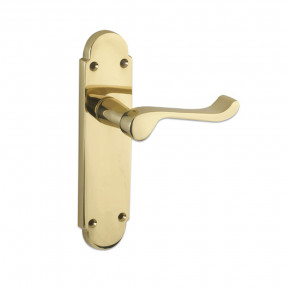 Oxford Lever on Latch Backplate Internal Door Handle Set - Polished Brass