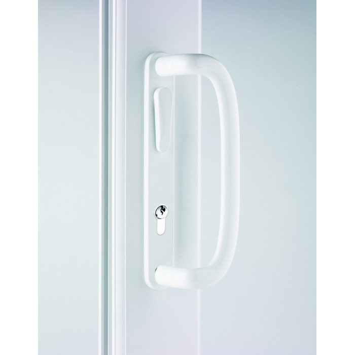 Pro-Linea 92mm PZ Inline Locking Sliding Patio Door Handle Set - White