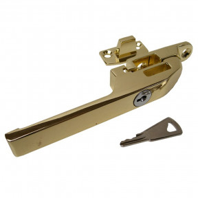 Timber Locking Window Handle with Night Vent - Gold