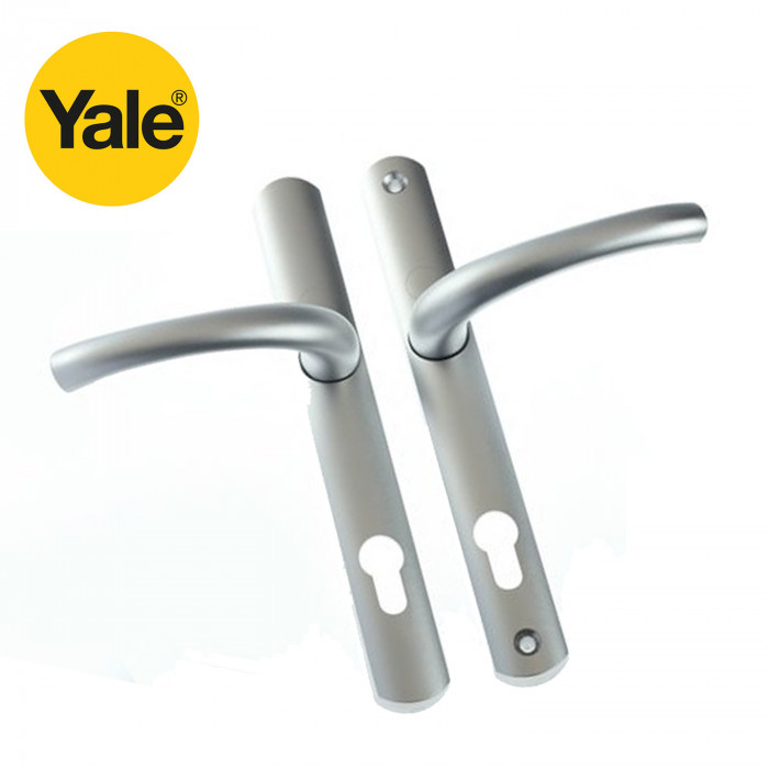 Yale Superior 92mm 215mm Lever Lever Long Backplate UPVC Sprung Door Handle Set - Silver Satin