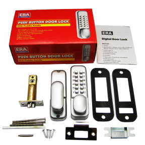 ERA Push Button Code Digital Door Lock with Paddle Handle and Hold Back - Chrome