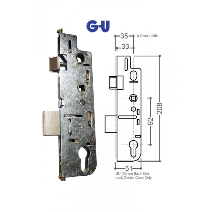 Gu Multi Point Latch & Deadbolt Single Spindle Gearbox 35mm for UPVC Doors 