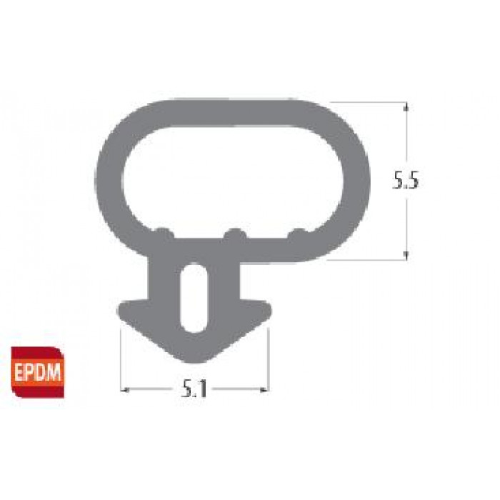 PVC Black EPDM Weather Bubble Seal 5.5mm Offset - 25m Bag
