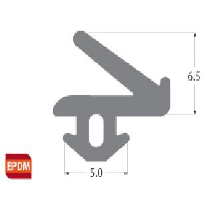 PVC Black EPDM Weather Flipper Seal 6.5mm - 200m Tub